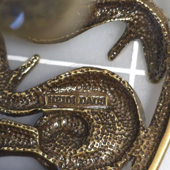 Heidi Daus Double Dragon Snake Clamper Gold-Tone Rhinestones Hinged Bracelet - Picture 2 of 12